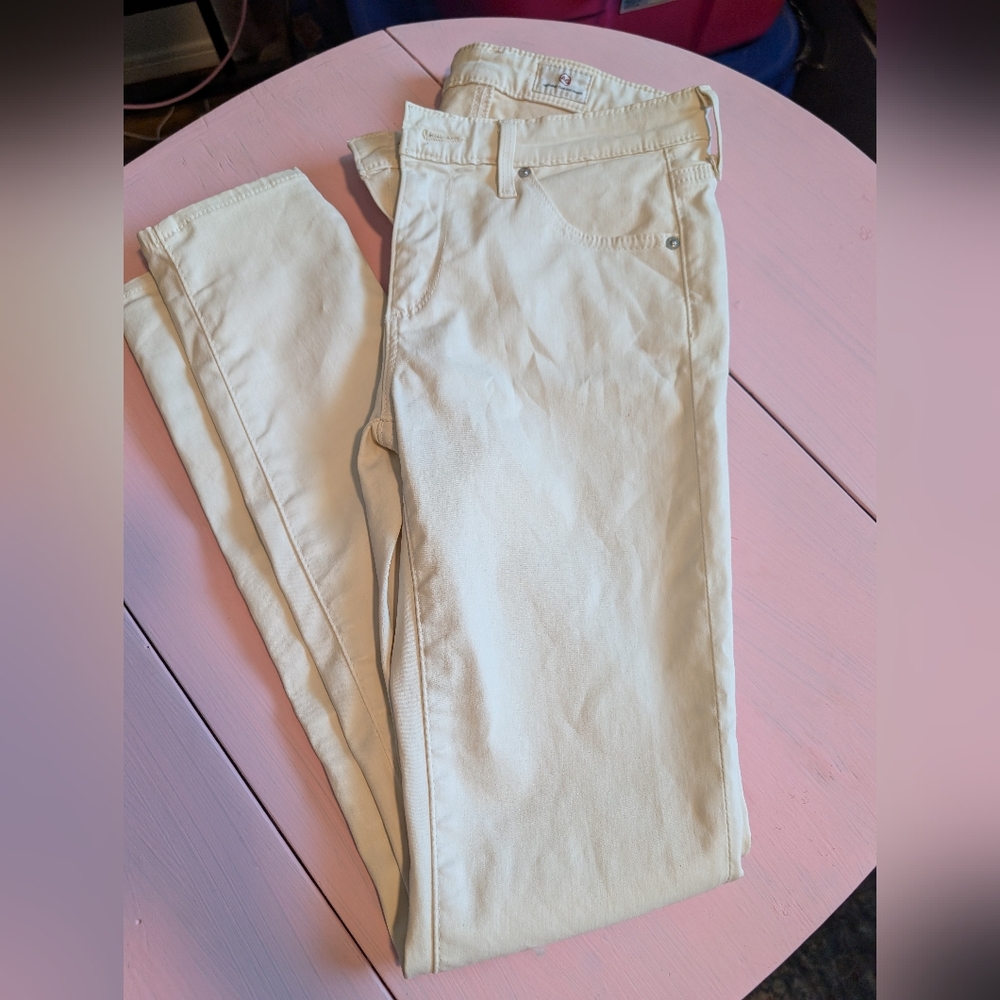 AG By Adriano Goldschmeid Cream Wax Super Skinny Ankle Jeans Size 25R